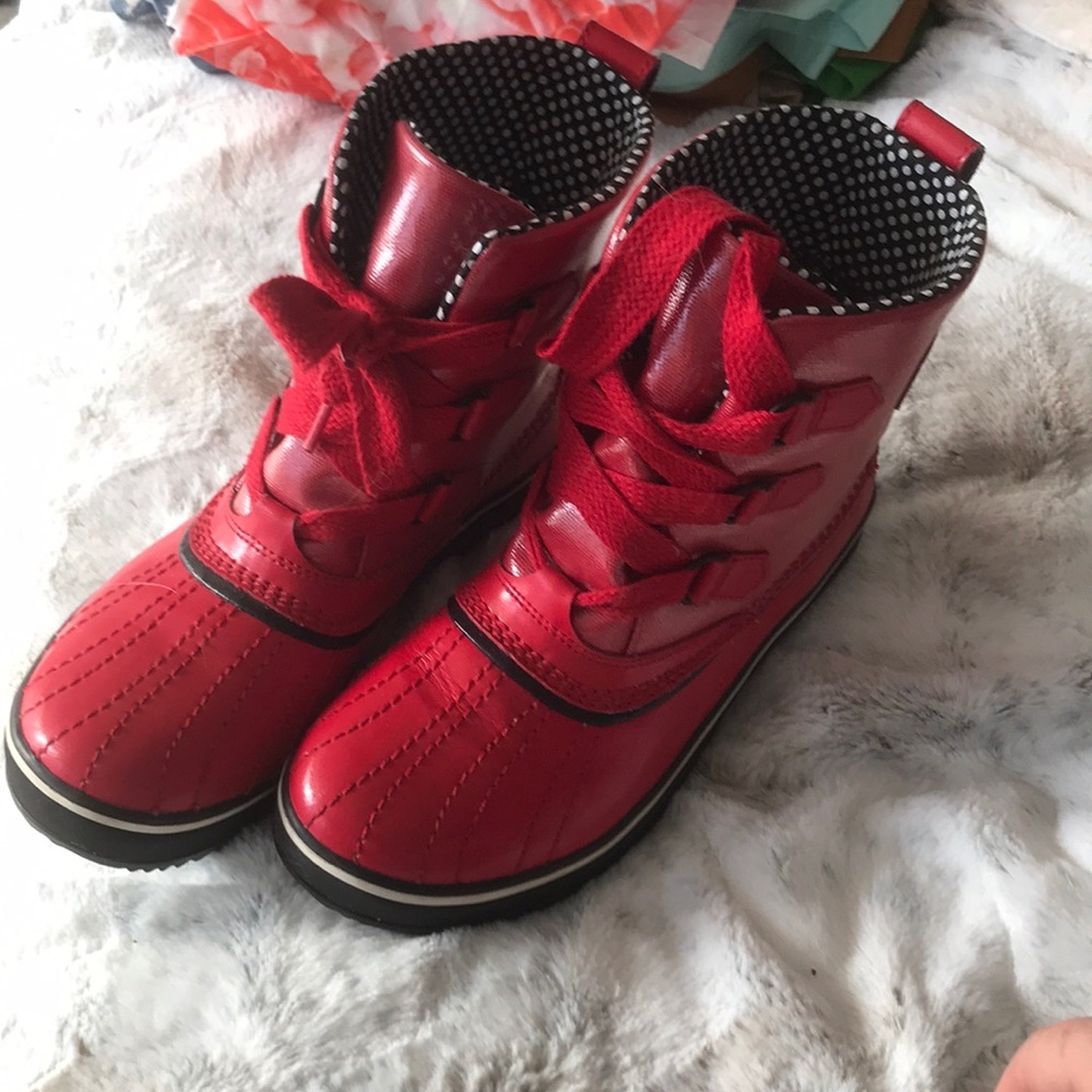 Red Sorel Rain Boots size 8.5
